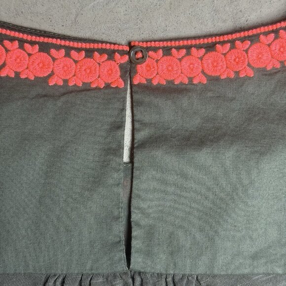 Boden Womens Top US 8 UK 12 Green Embroidered Boho Floral Yoke Short Sleeve - Picture 10 of 10